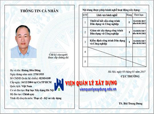 Mẫu Chứng chỉ hành nghề tư vấn giám sát xây dựng tại Viện Quản Lý Xây Dựng Mẫu Chứng chỉ hành nghề tư vấn giám sát xây dựng tại Viện Quản Lý Xây Dựng
