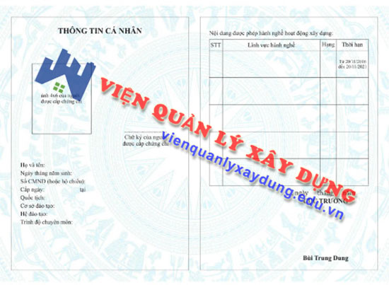 mặt sau chứng chỉ hành nghề xây dựng