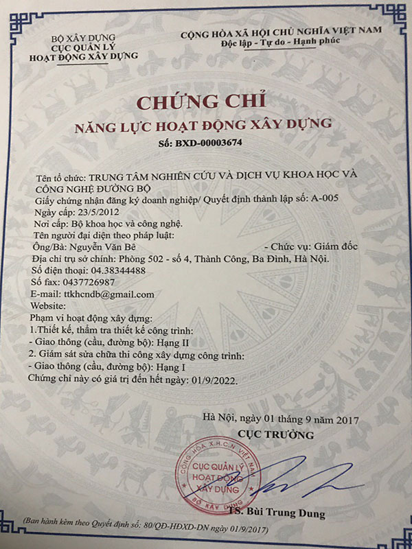 Mẫu chứng chỉ năng lực xây dựng hạng 1 Mẫu chứng chỉ năng lực xây dựng hạng 1