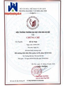 lop hoc cap chung chi tu bo di tich tai ha noi vienqlxd