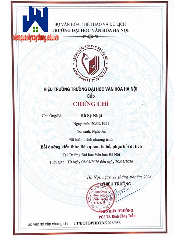 Lớp học cấp chứng chỉ tu bổ di tích tại Hà Nội Chuyên Nghiệp 1 lop hoc cap chung chi tu bo di tich tai ha noi