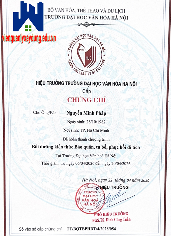 lop hoc cap chung chi tu bo di tich tai tphcm